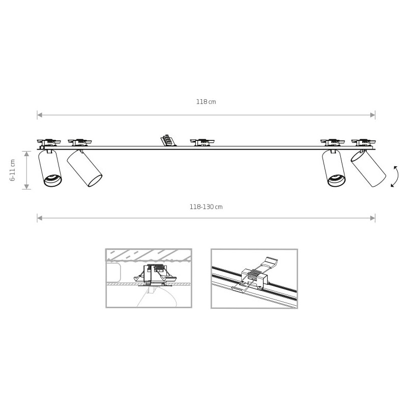 Lampa podtynkowa Mono czarna | Nowodvorski - 118cm