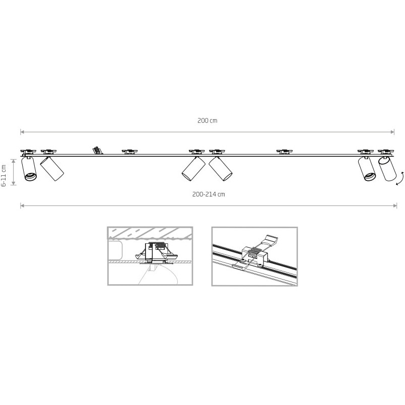 Lampa podtynkowa Mono 200cm czarna Nowodvorski | Nowoczesne oświetlenie