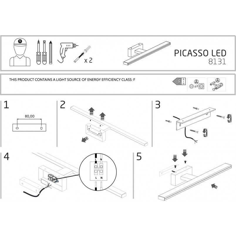 Kinkiet łazienkowy LED Picasso 60cm Chrom | Nowodvorski