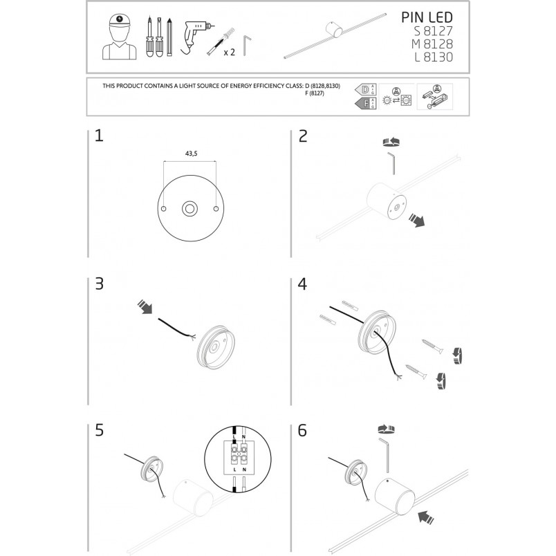 Kinkiet Łazienkowy LED Czarny | Nowodvorski Pin 121cm