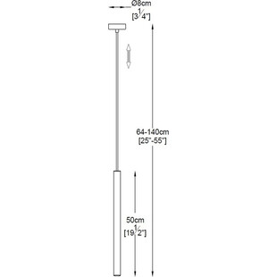 Lampa wisząca tuba nowoczesna Loya LED 3,2cm H50cm czarna Zumaline