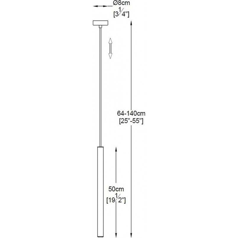 Lampa wisząca tuba nowoczesna Loya LED 3,2cm H50cm czarna Zumaline