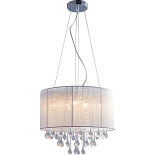 Lampa wisząca z abażurem i kryształkami Verona 40cm biała Zumaline