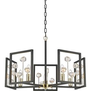 Lampa wisząca glamour Caroline 61cm czarny / przeźroczysty / złoty Zumaline
