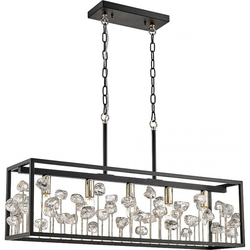 Lampy nad stół | Lampa wisząca glamour Caroline 86cm czarny/przeźroczysty/złoty Zumaline