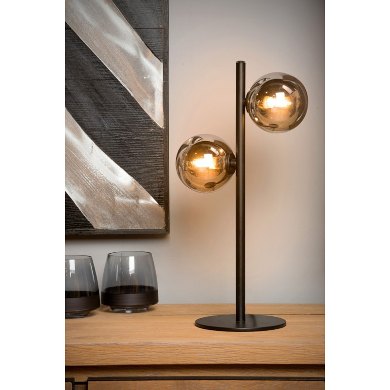 Lampa stołowa Tycho | Szkło dymione, czarny Lucide - Kup teraz!