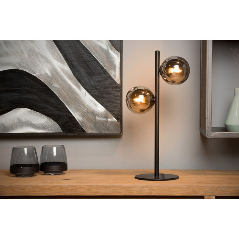 Lampa stołowa Tycho | Szkło dymione, czarny Lucide - Kup teraz!