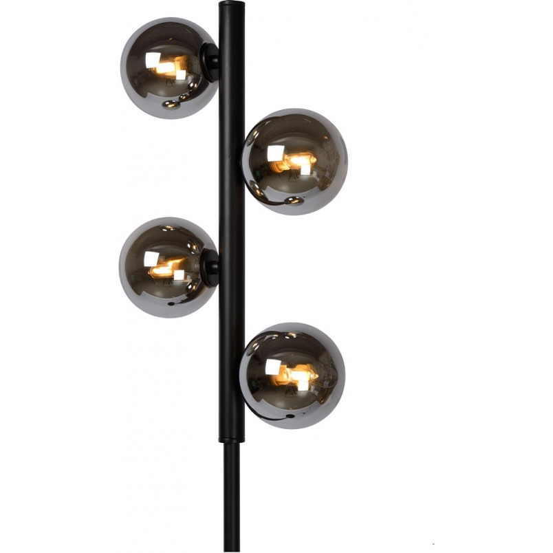Lampa podłogowa Tycho Lucide - Szkło dymione, czarny