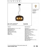 Lampa wisząca Olivia Lucide | Szkło dymione, nowoczesny design