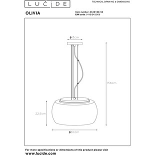 Lampa wisząca Olivia - szkło dymione, nowoczesny design | Lucide