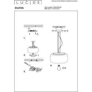 Lampa wisząca Olivia - szkło dymione, nowoczesny design | Lucide