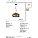 Lampa wisząca Olivia - szkło dymione, nowoczesny design | Lucide