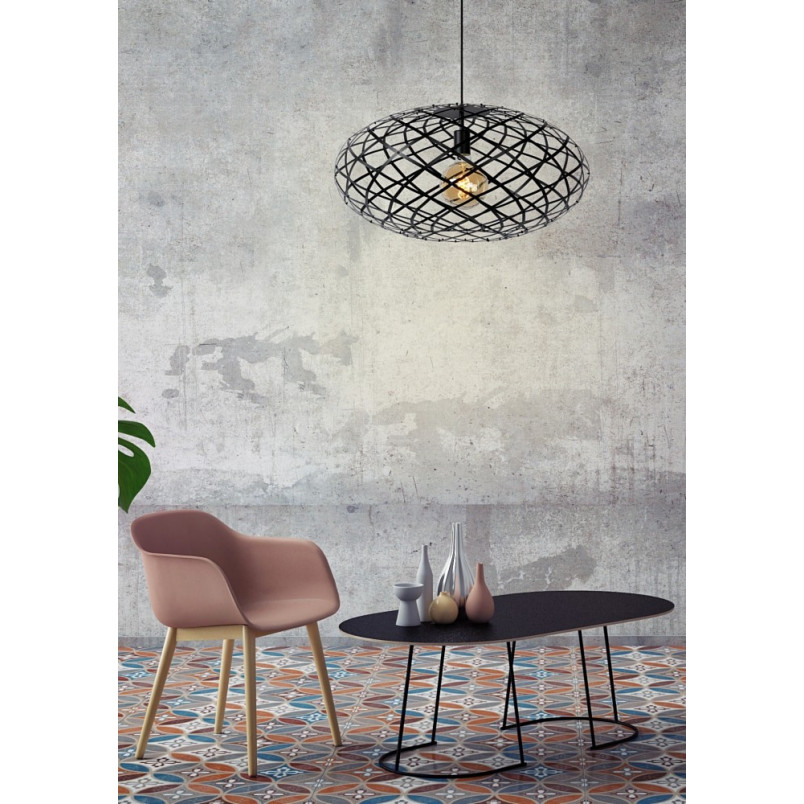 Lampa wisząca loft Lucide Wolfram | Czarna, E27, 65cm