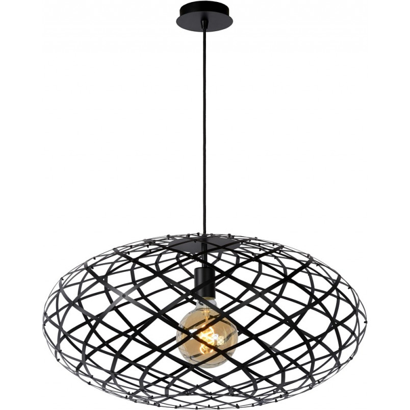 Lampa wisząca loft Lucide Wolfram | Czarna, E27, 65cm