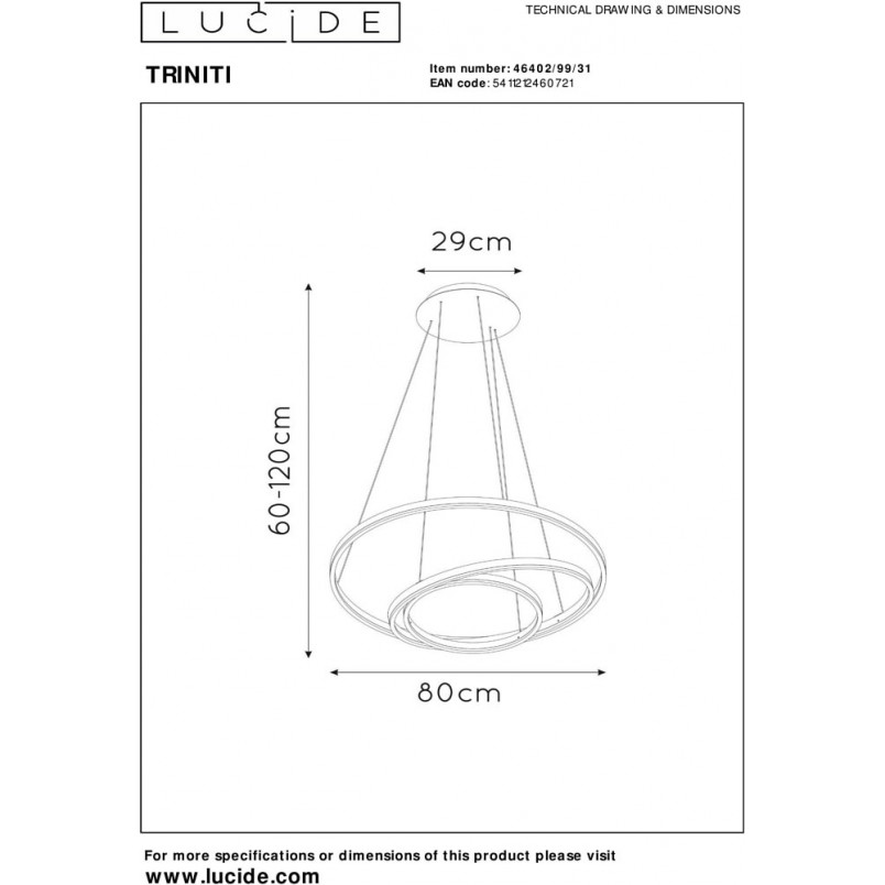 Lampa Wisząca LED Triniti Biała | Nowoczesne Oświetlenie Lucide