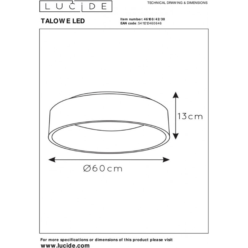 Plafon LED Talowe 60cm czarny | Lucide - Nowoczesne oświetlenie