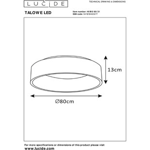 Plafon LED Talowe 80cm biały - Nowoczesne oświetlenie Lucide