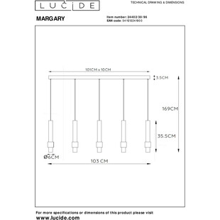 Lampa wisząca LED Margary - Brązowa, 103cm - Lucide
