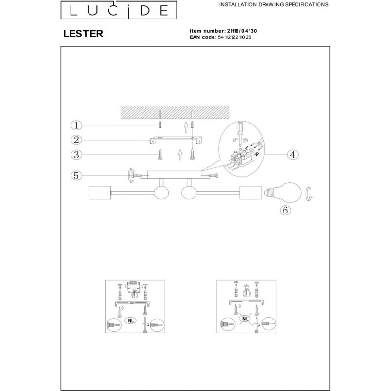 Plafon Loft Lester IV | Lucide - Nowoczesne Oświetlenie