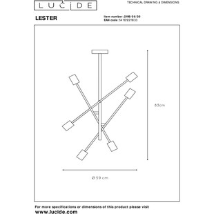 Lampa Sufitowa Loft Czarna "Patyczak" Lester VI | Lucide