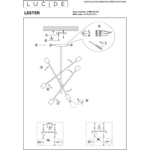Lampa Sufitowa Loft Czarna "Patyczak" Lester VI | Lucide