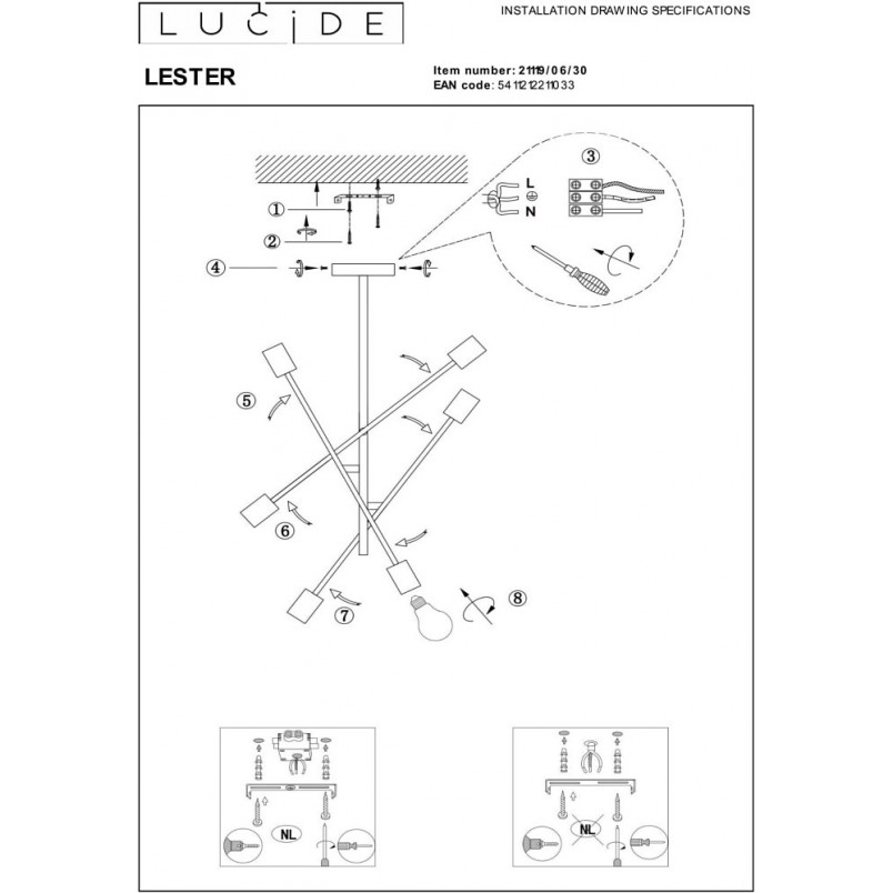 Lampa Sufitowa Loft Czarna "Patyczak" Lester VI | Lucide