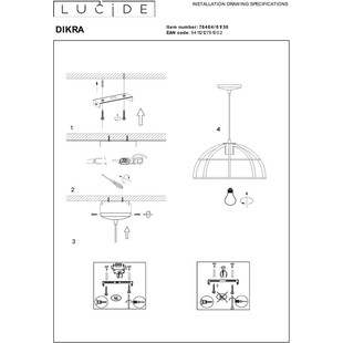 Lampa Wisząca Loft Dikra Czarna | Lucide - Nowoczesne Oświetlenie