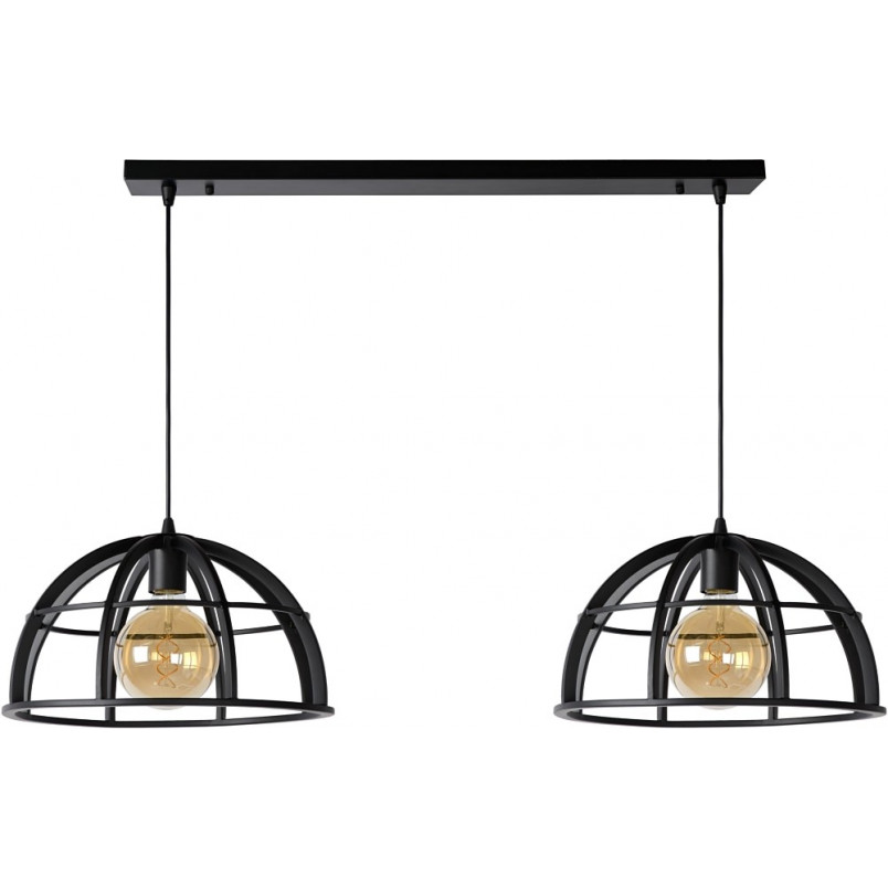 Lampa wisząca Dikra czarna - Loftowa lampa 2-punktowa Lucide