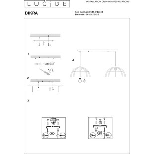 Lampa wisząca Dikra czarna - Loftowa lampa 2-punktowa Lucide