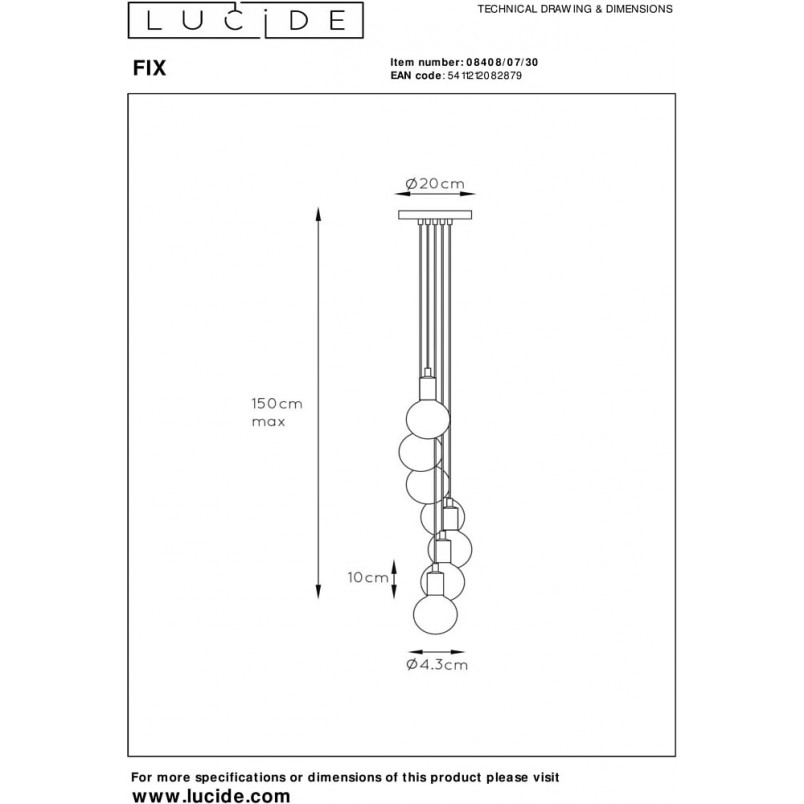 Lampa wisząca Fix Multiple VII | Lucide - Loftowa elegancja
