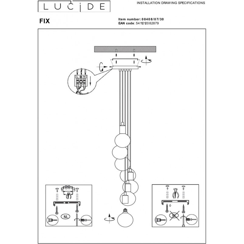 Lampa wisząca Fix Multiple VII | Lucide - Loftowa elegancja