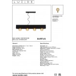 Lampa Wisząca Loft Surtus IV | Czarna, 90cm | Lucide