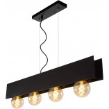 Lampa Wisząca Loft Surtus IV | Czarna, 90cm | Lucide
