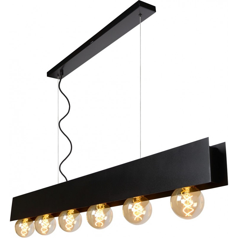 Lampa Wisząca Loft Surtus VI | Czarna, 134cm | Lucide