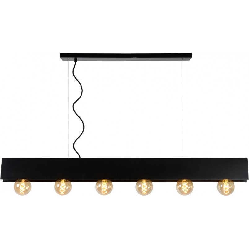 Lampa Wisząca Loft Surtus VI | Czarna, 134cm | Lucide