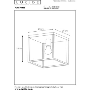 Plafon Loft Arthur czarny 25x25cm | Lucide - Kup teraz!