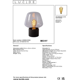 Lampa stołowa szklana Becky | Lucide - Elegancki Design