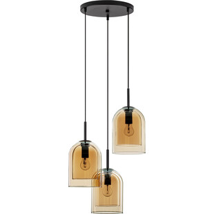 Lampa wisząca szklana retro Duo III bursztynowa