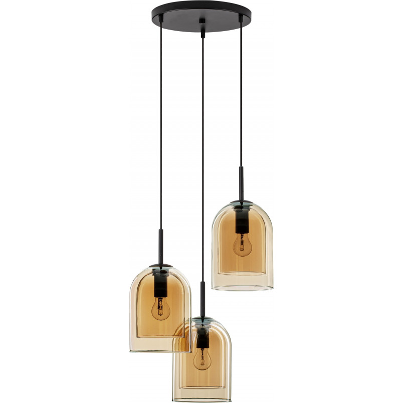 Lampa Wisząca Szklana Retro Duo III - Bursztynowa | Decolab24