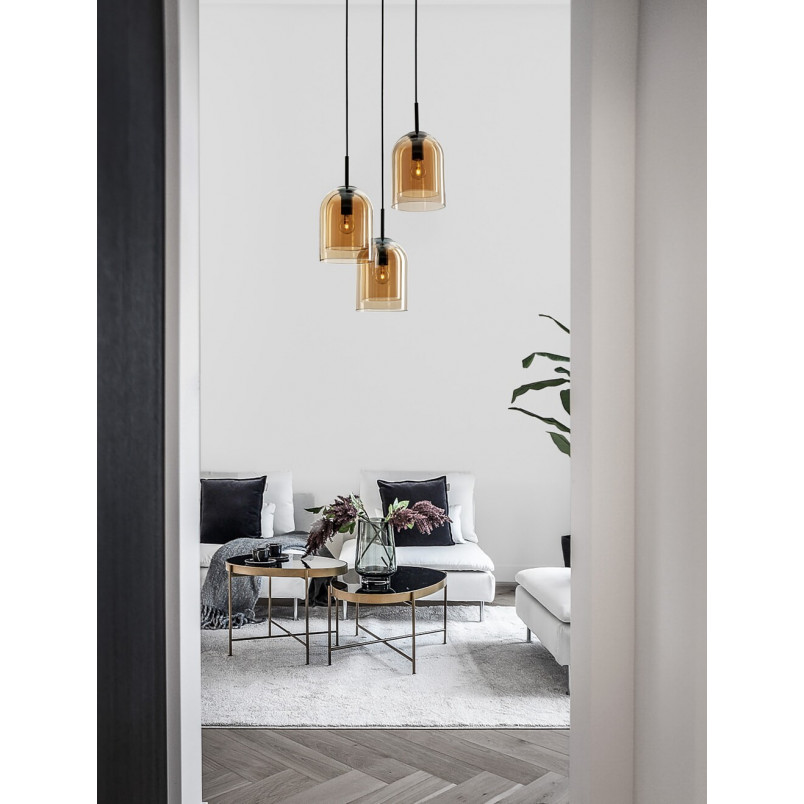 Lampa Wisząca Szklana Retro Duo III - Bursztynowa | Decolab24