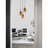 Lampa Wisząca Szklana Retro Duo III - Bursztynowa | Decolab24