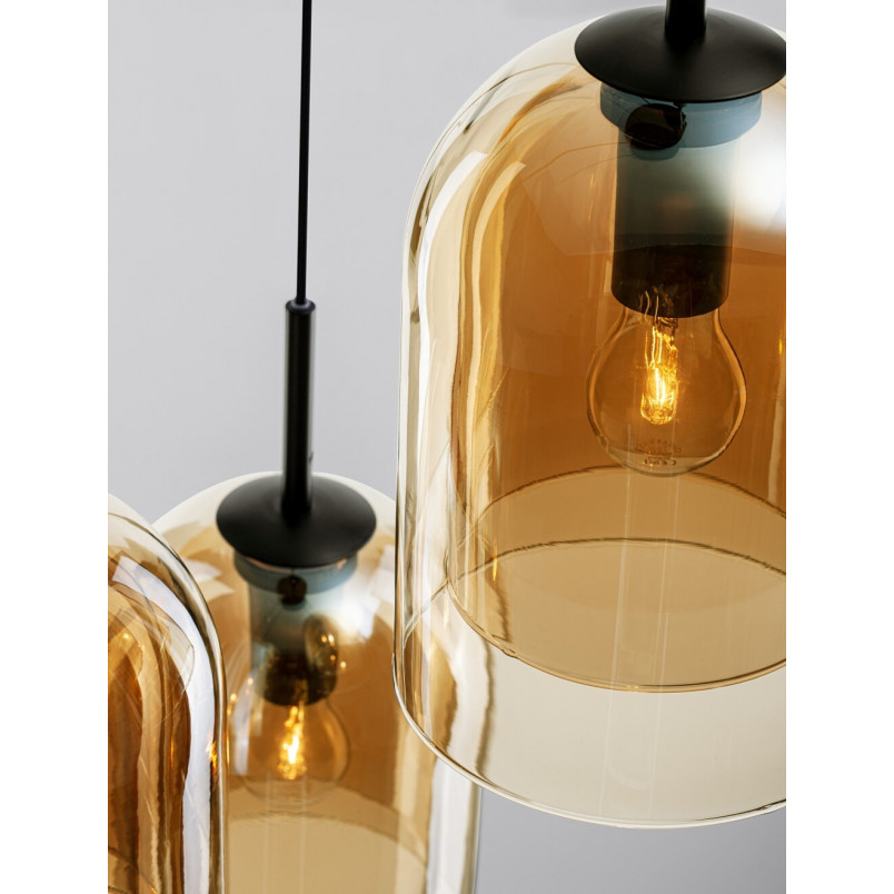 Lampa Wisząca Szklana Retro Duo III - Bursztynowa | Decolab24