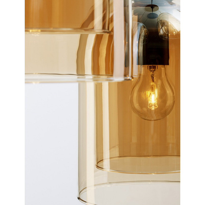 Lampa Wisząca Szklana Retro Duo III - Bursztynowa | Decolab24