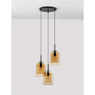 Lampa wisząca szklana retro Duo III bursztynowa