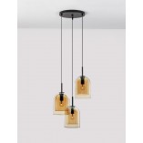 Lampa Wisząca Szklana Retro Duo III - Bursztynowa | Decolab24