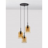 Lampa Wisząca Szklana Retro Duo III - Bursztynowa | Decolab24