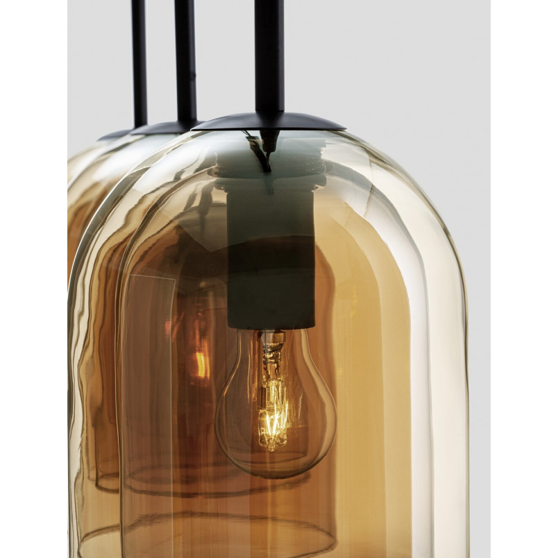 Lampa wisząca szklana retro na listwie Duo III bursztynowa