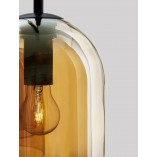 Lampa wisząca szklana retro na listwie Duo III bursztynowa