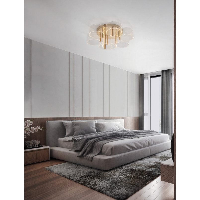 Plafon Tommeo LED 61,7cm przeźroczysty/mosiądz w stylu modern glamour