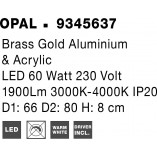 Plafon okrągły glamour Lendon LED 80cm mosiężny